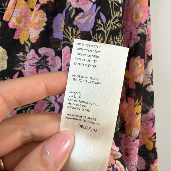 Free People Mayble Floral Tie Front Blouse Black Multi S - Picture 5 of 9